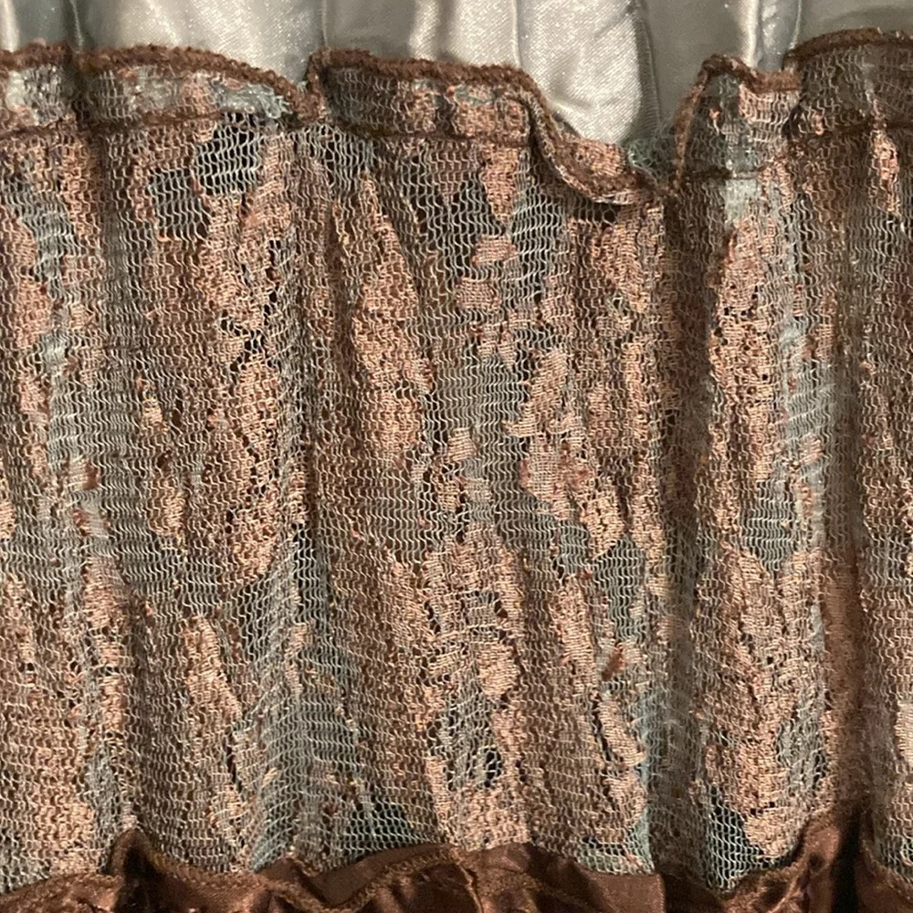 Vintage Guess Ruffled Baby Doll Dress Women's S Brown Teal Fairy Lace Y2K - Picture 8 of 10